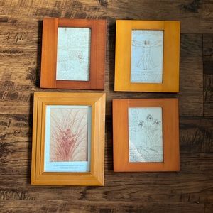 set of four leonardo da vinci wooden framed sketches bundle